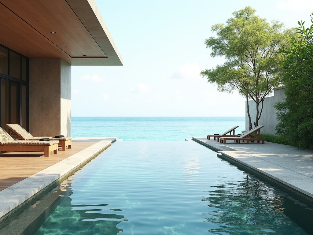 Infinity-edge pool of a luxury Lombok beachfront villa meeting the sea horizon
