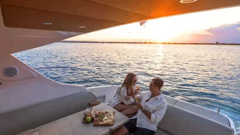 Charter boat under way on open blue water