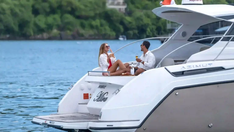 Charter boat under way on open blue water